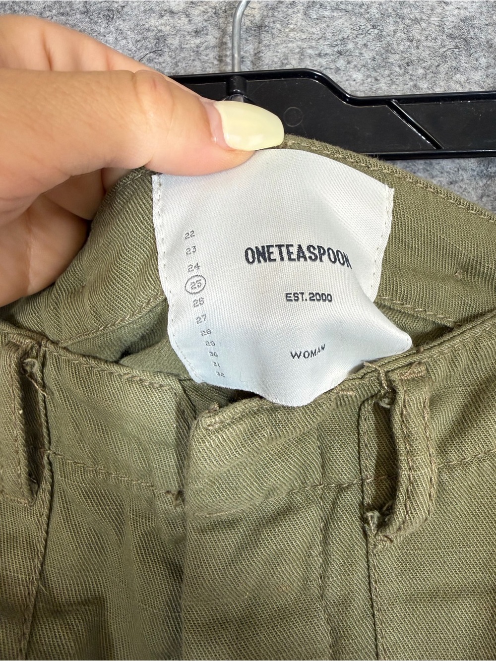 One Teaspoon Olive Green Distressed Denim Shorts Size 25 Boho Festival Cutoff - Picture 2 of 14